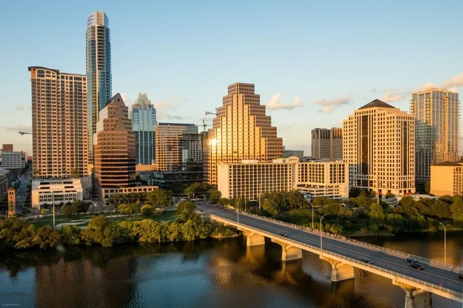 Downtown Austin TX city skyline view near Contour & Sculpt Aesthetics, providing natural botox in Austin TX